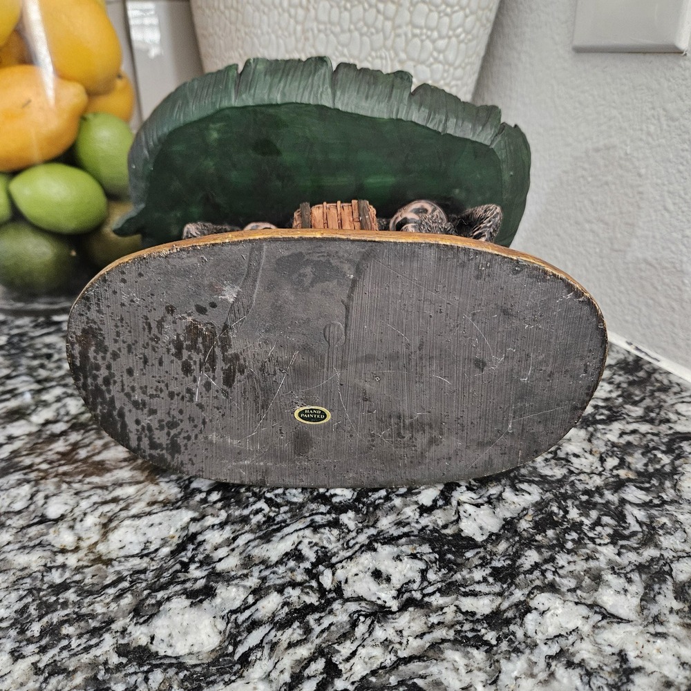 VTG Ceramic Denzine Hand Painted Monkey Sculpture Holding Up Leaf Trinket dish - Picture 9 of 10